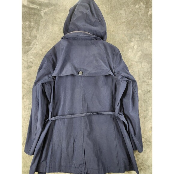 Tommy Hilfiger Women’s XXL Navy Hooded Belted Rain Trench Coat Cotton Blend - Picture 4 of 12